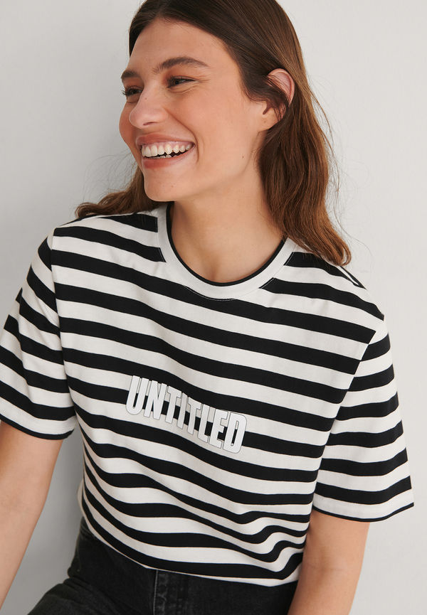 Louise Madsen x NA-KD Striped Oversized Tee - Multicolor