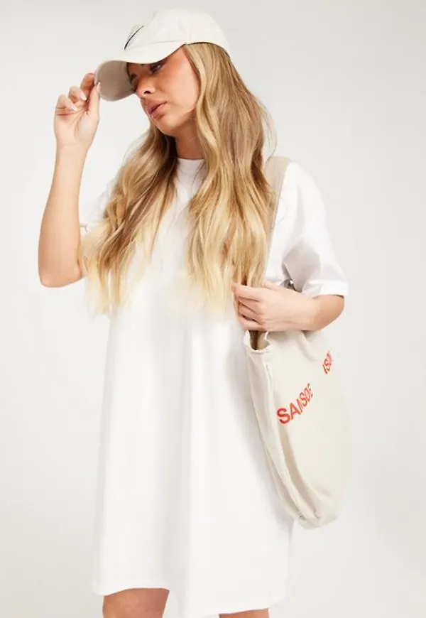 Pieces Pcria Ss Dress Noos Bc Loose fit dresses Bright White