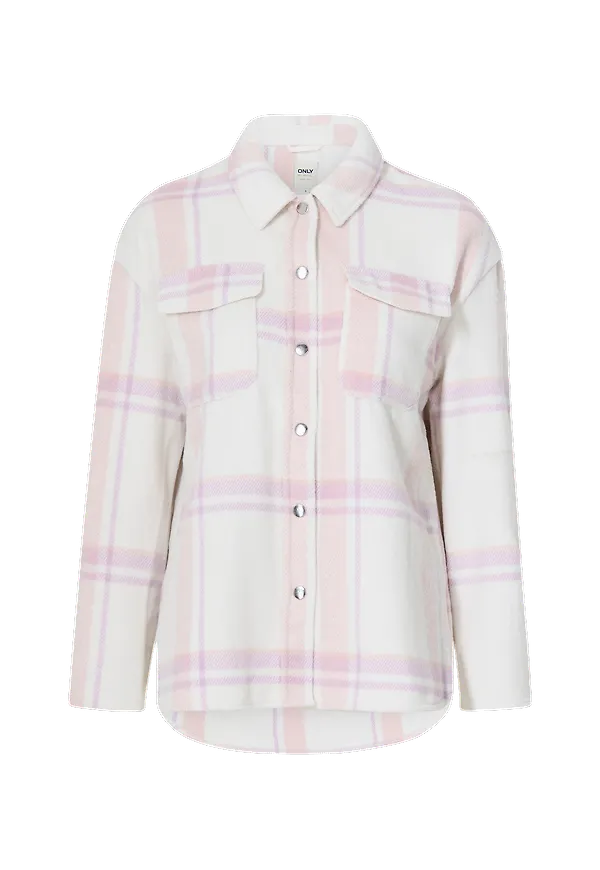Only - Skjortjacka onlMaci L/S Check Shacket - Vit