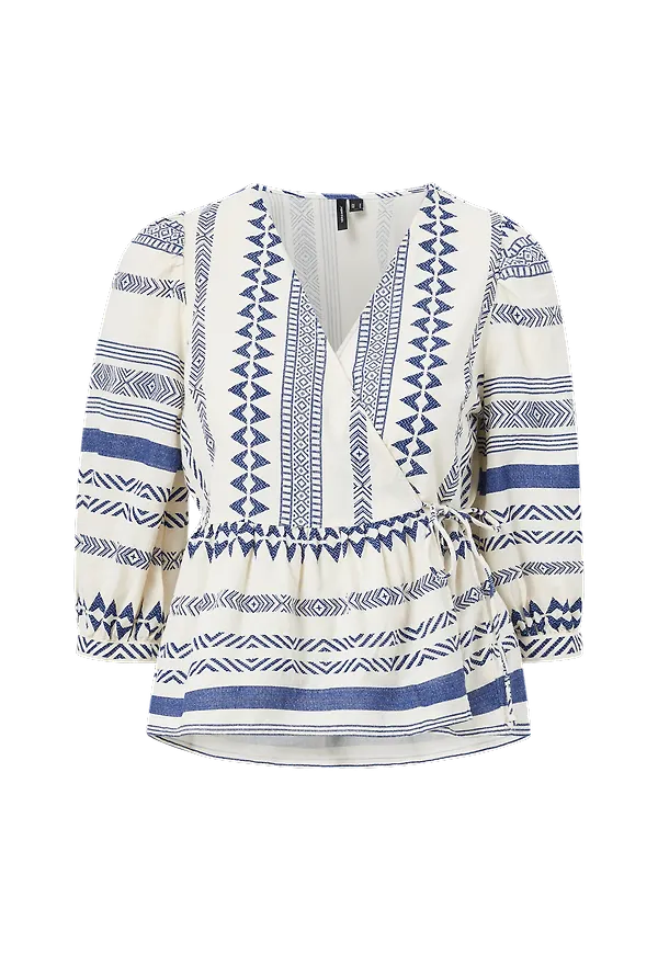 Vero Moda - Omlottblus vmDichte 3/4 Wrap Top - Natur