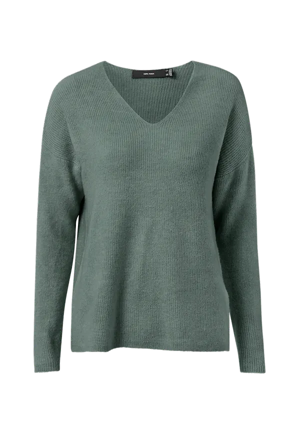 Vero Moda - Tröja vmCrewlefile LS V-neck Blouse - Grön
