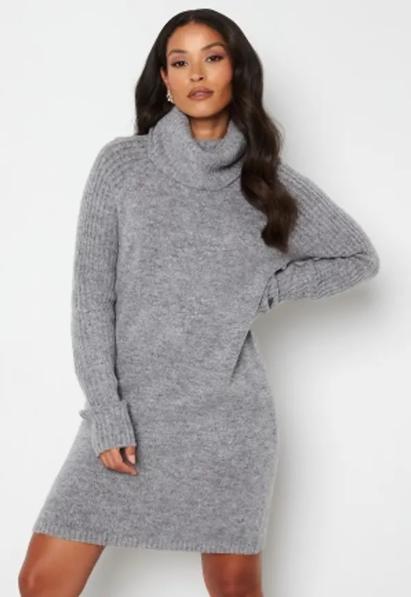 Object Collectors Item Nonsia Rib Rollneck Dress Light Grey Melange L