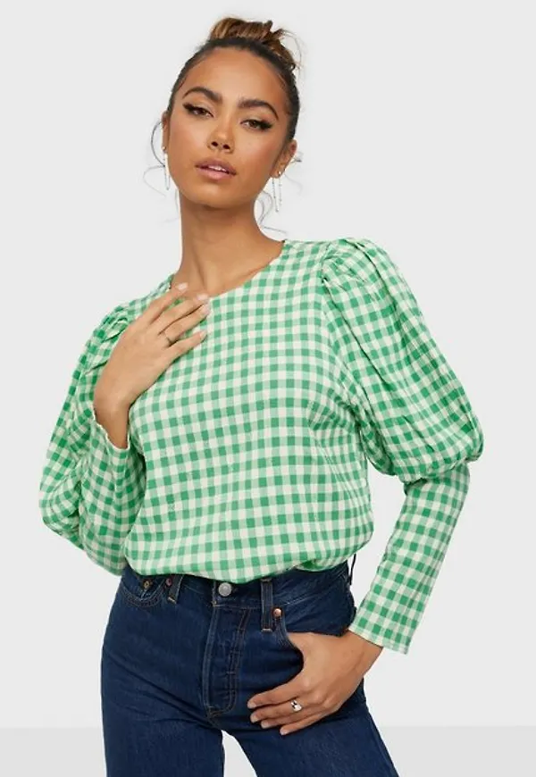 Co'couture Cadie Check Blouse Vardagsblusar Green
