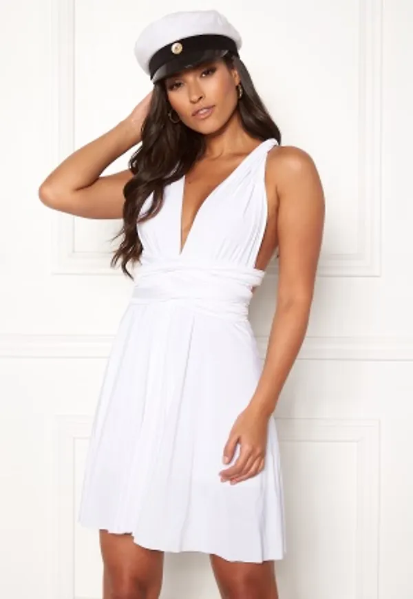 Goddiva Multi Tie Skater Dress White XXS (UK6)