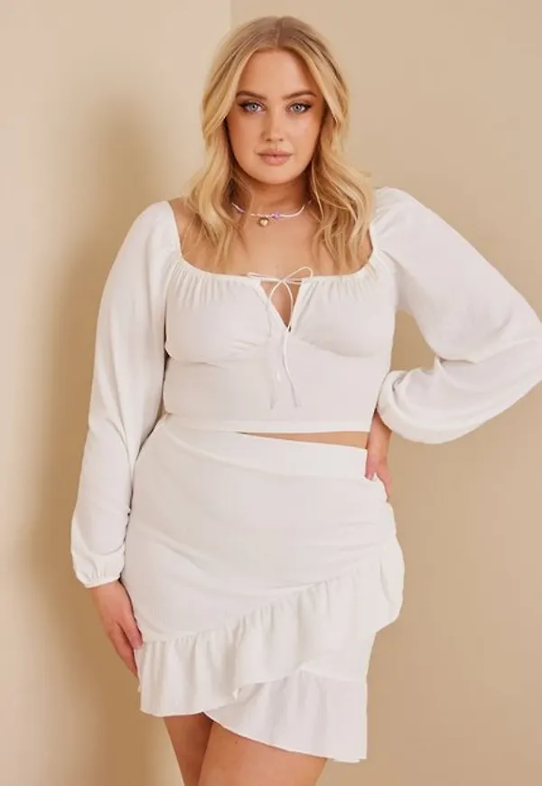 NLY Trend Frill Structured Skirt Minikjolar Vit