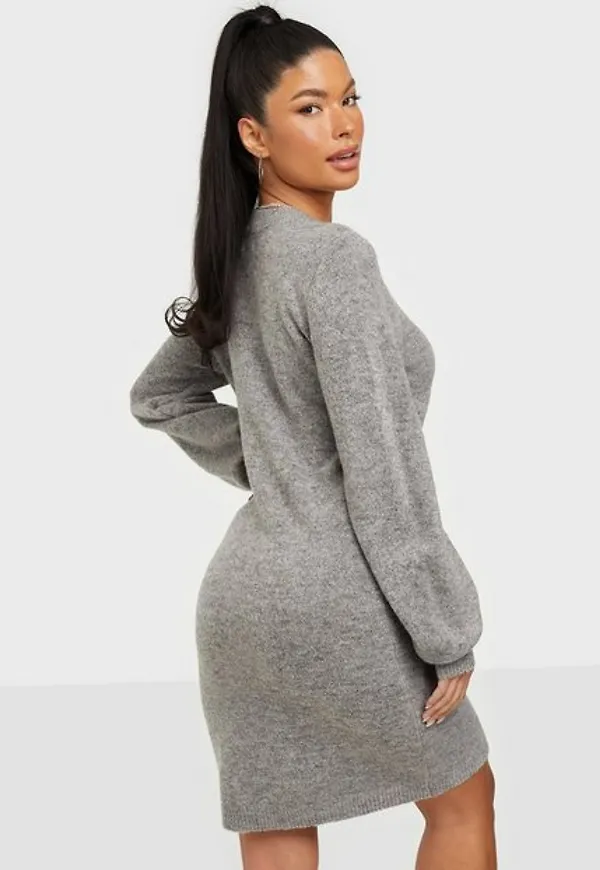 Object Collectors Item Objeve Nonsia L/S Knit Dress Noos Loose fit dresses Ljus Grå