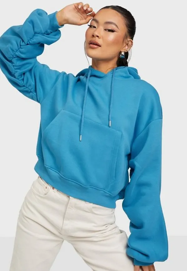 NLY Trend Sleeve Detail Hoodie Tröjor Blå
