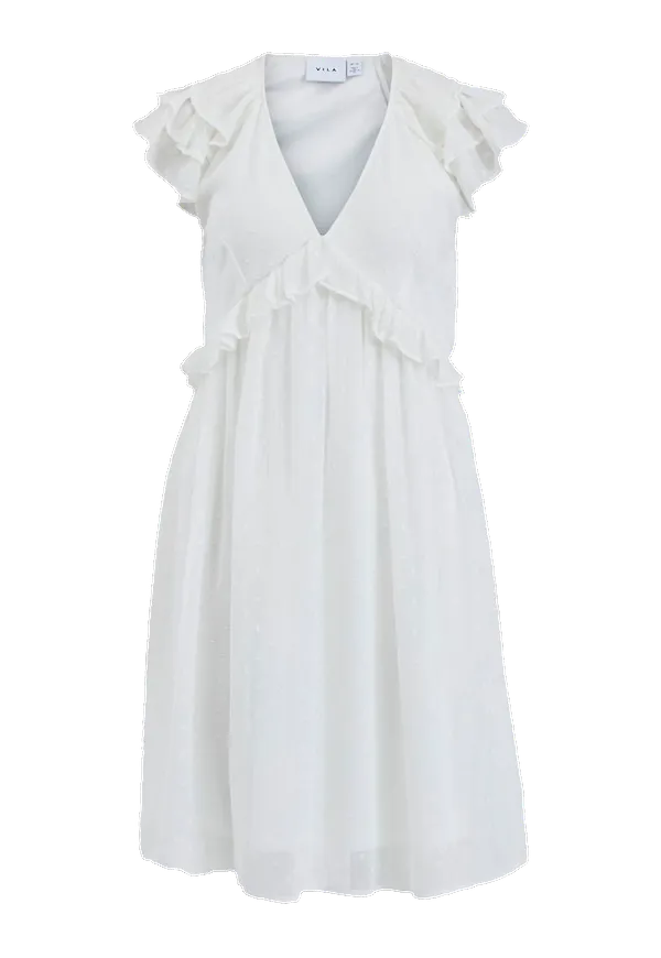Vila - Klänning viArmina V-neck S/S Short Dress - Vit