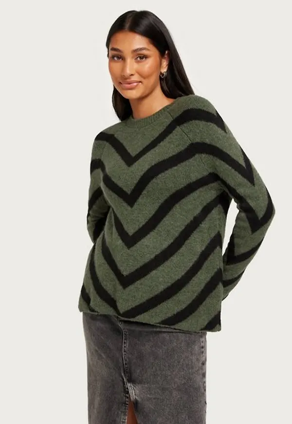Only Onleliza L/S Pullover Knt Noos Stickade tröjor Lizard W/ Black