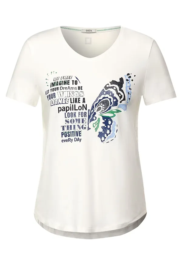 CECIL T-shirt mörkblå / gräsgrön / svart / ullvit