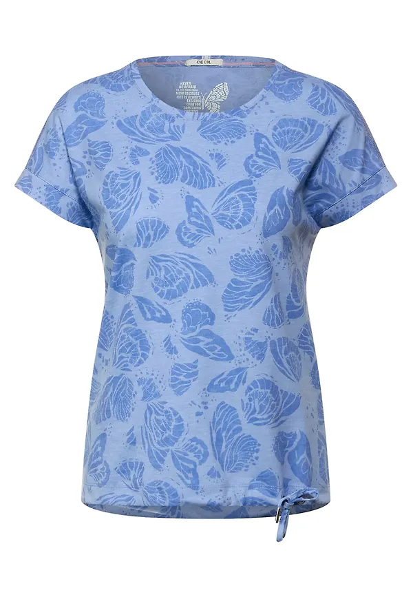 CECIL T-shirt rökblå / ljusblå