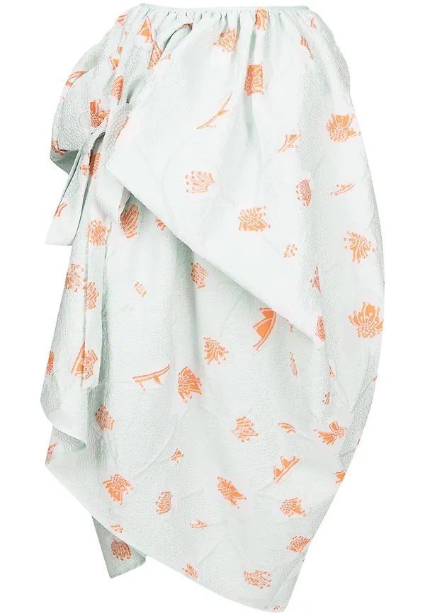 Cecilie Bahnsen blommig draperad kjol - Grön