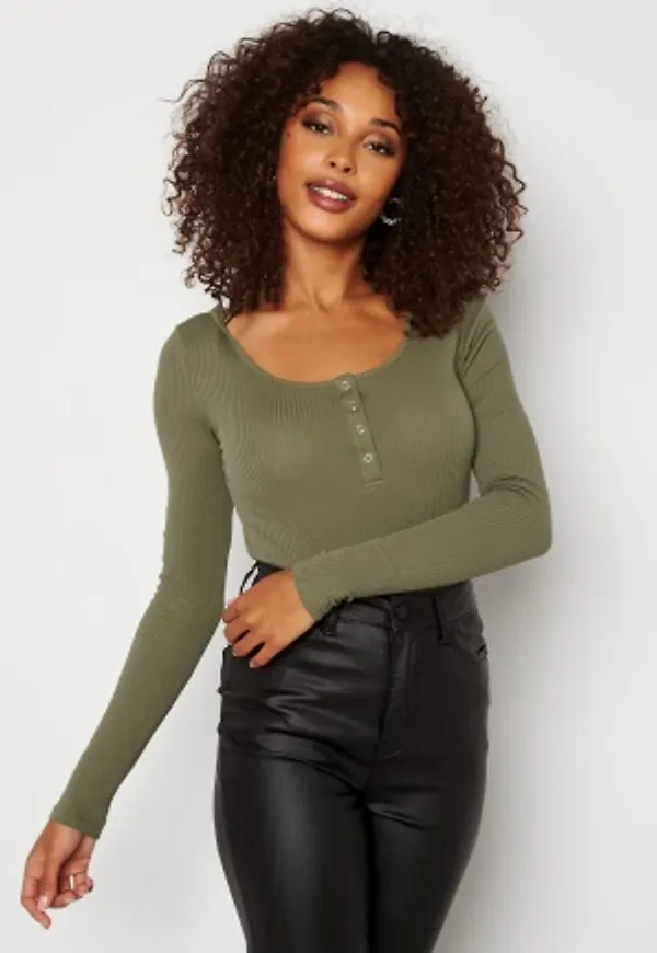 Pieces Kitte LS Top Deep Lichen Green M