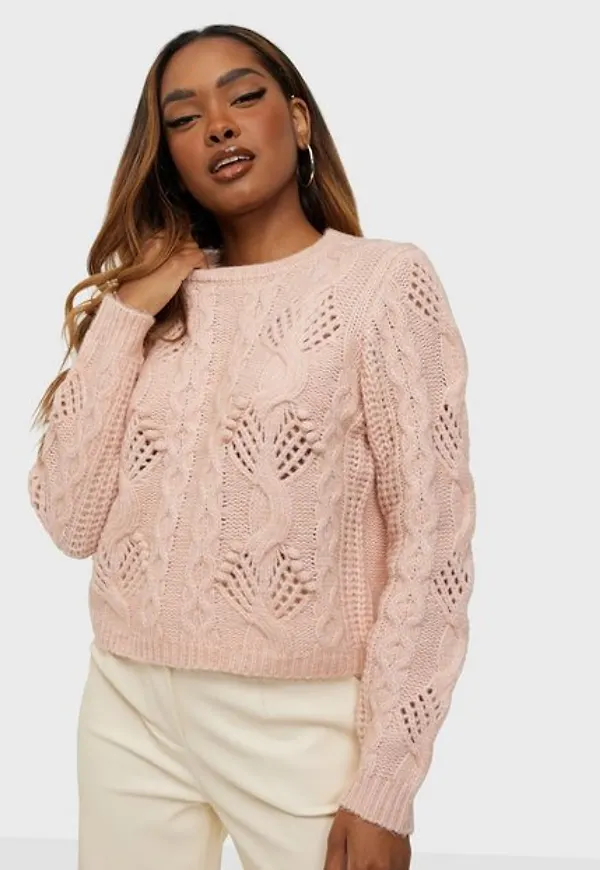 Pieces Pcelva Ls O-Neck Knit Bc Stickade tröjor Rose Dust