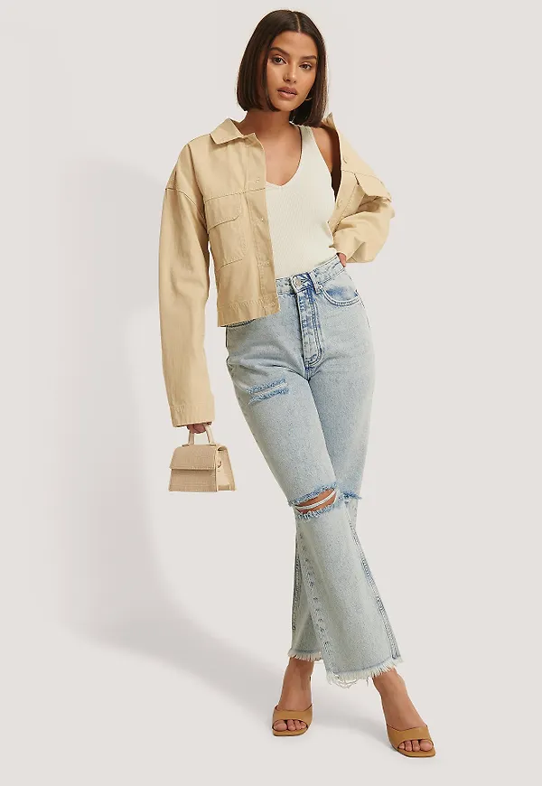 NA-KD Trend Slitna Jeans Med Hög Midja - Blue