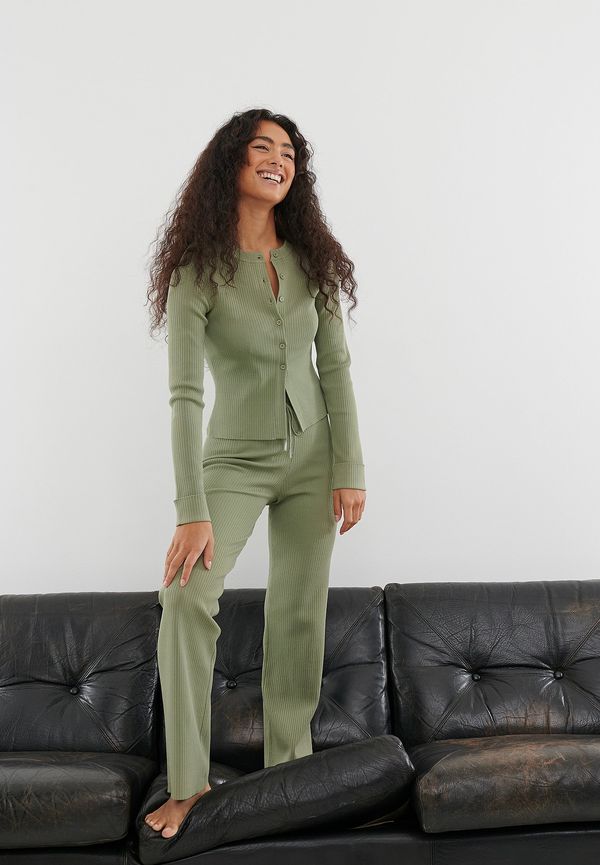 taylor lashae x NA-KD Ribbade byxor med lös passform - Green