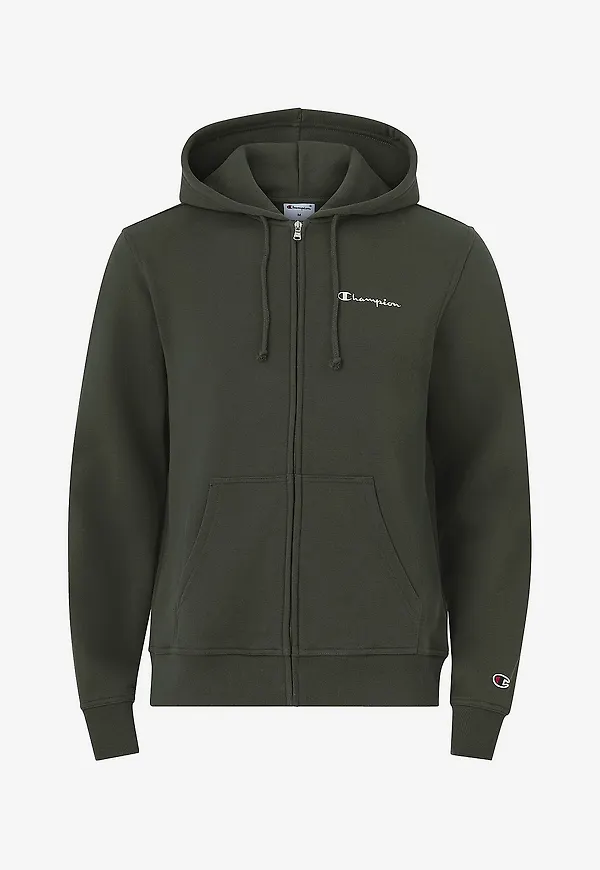 Champion - Huvtröja Full Zip Hoodie Sweatshirt - Grön
