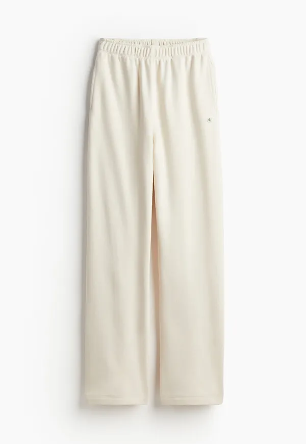Champion Straight Hem Pants Whitecap Gray, Träningsbyxor i storlek M och färg Vit