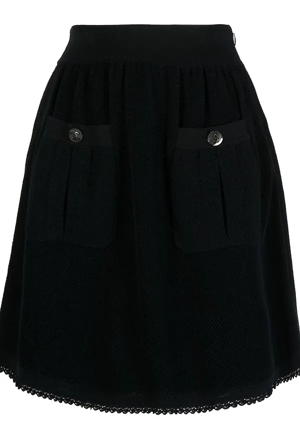 CHANEL Pre-Owned A-linjeformad stickad kjol från 2016 - Svart