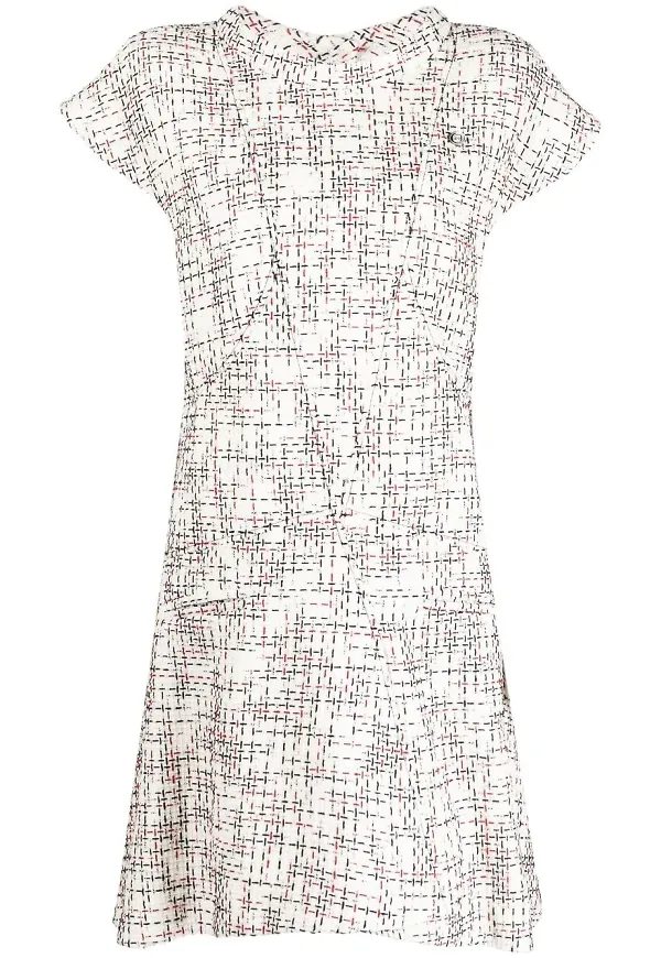CHANEL Pre-Owned A-linjeformad tweedklänning - Vit