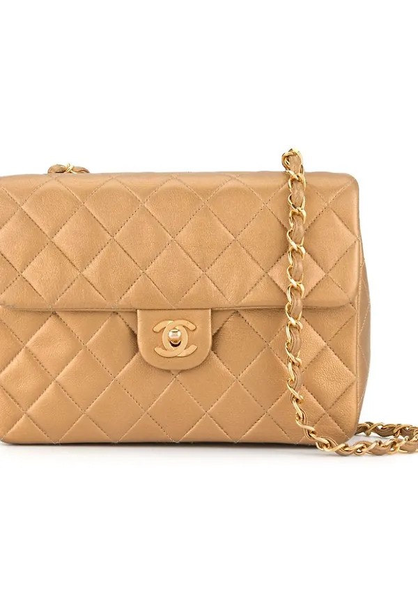 CHANEL Pre-Owned axelremsväska med kedja - Guldfärgad