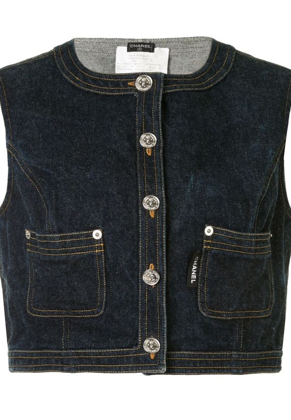 CHANEL Pre-Owned beskuren jeansväst - Blå