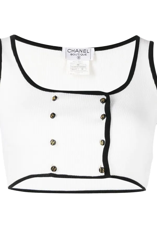 CHANEL Pre-Owned beskuret linne - Vit