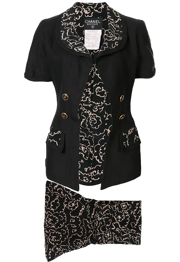 CHANEL Pre-Owned blommig kostymkjol - Svart