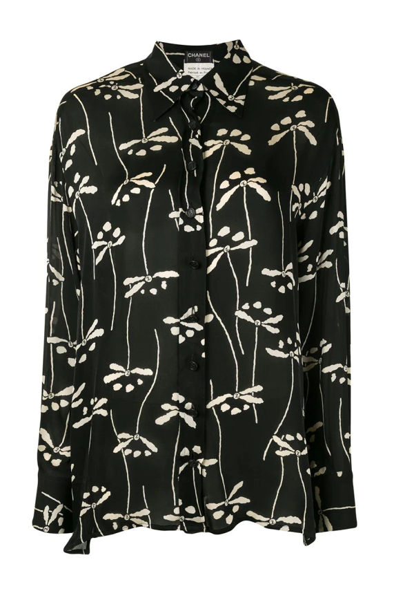 CHANEL Pre-Owned blommig sidenskjorta från 1998 - Svart