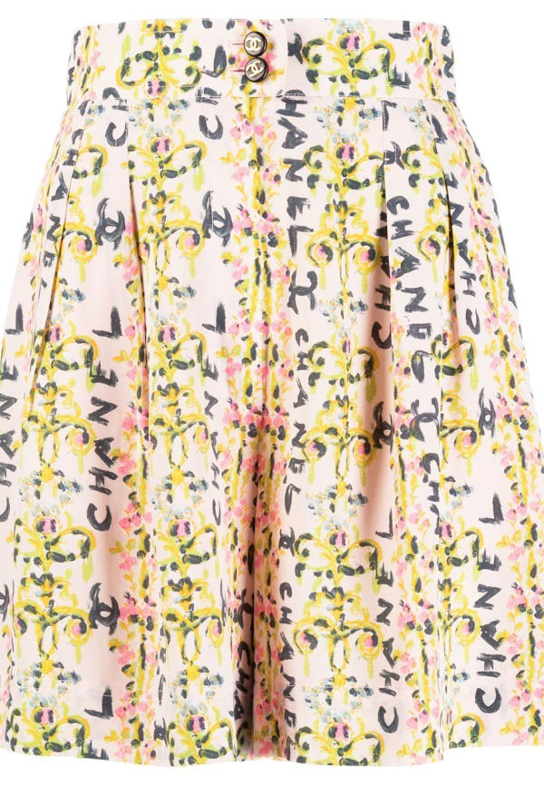 CHANEL Pre-Owned blommiga sidenshorts från 1992 - Rosa