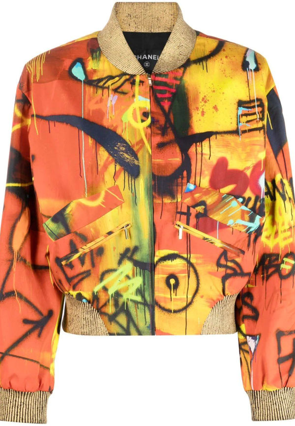 CHANEL Pre-Owned bomberjacka med graffititryck - Röd