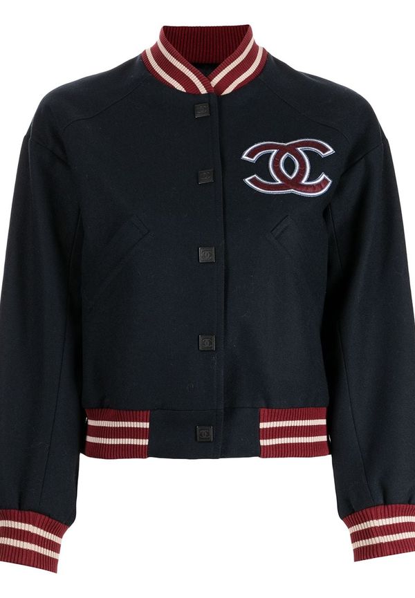 CHANEL Pre-Owned bomberjacka med märke från 2004 - Dark Navy, Red etc