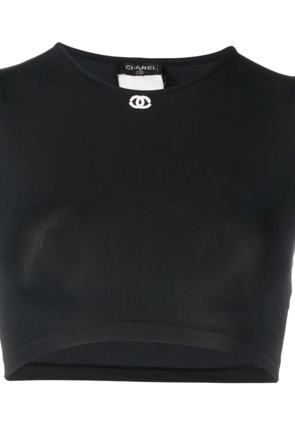 CHANEL Pre-Owned CC broderad croptop från 1990-talet - Svart