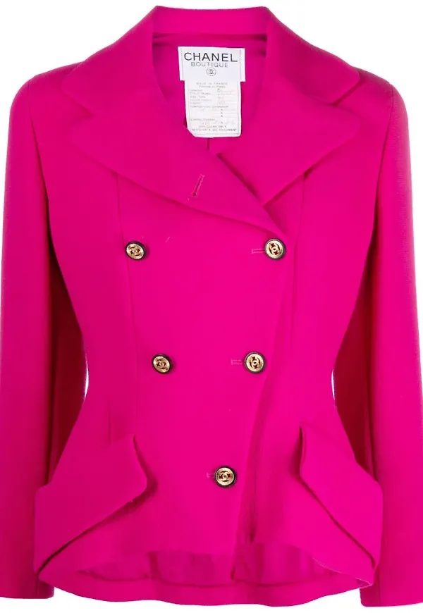 CHANEL Pre-Owned CC dubbelknäppt jacka från 1989 - Fuchsia