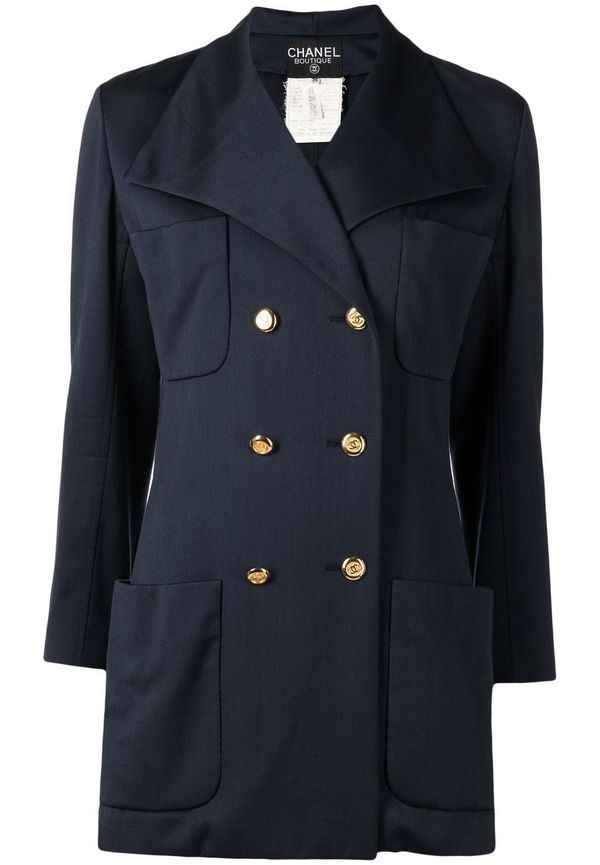 CHANEL Pre-Owned CC dubbelknäppt jacka från 1990-2000-talet - Blå