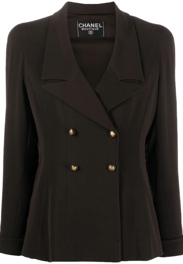 CHANEL Pre-Owned CC dubbelknäppt jacka från 1990-talet - Brun