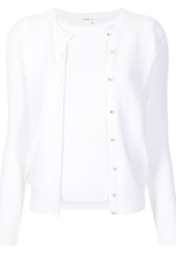 CHANEL Pre-Owned CC kofta med rundad hals från 1996 - Vit