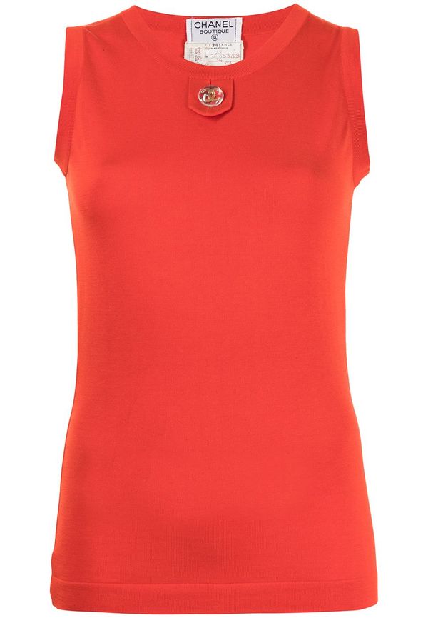 CHANEL Pre-Owned CC linne med logotypplakett - Röd