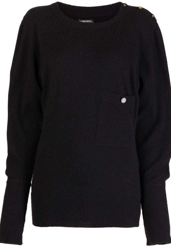CHANEL Pre-Owned CC stickad kashmirtröja från 1990-2000-talet - Svart
