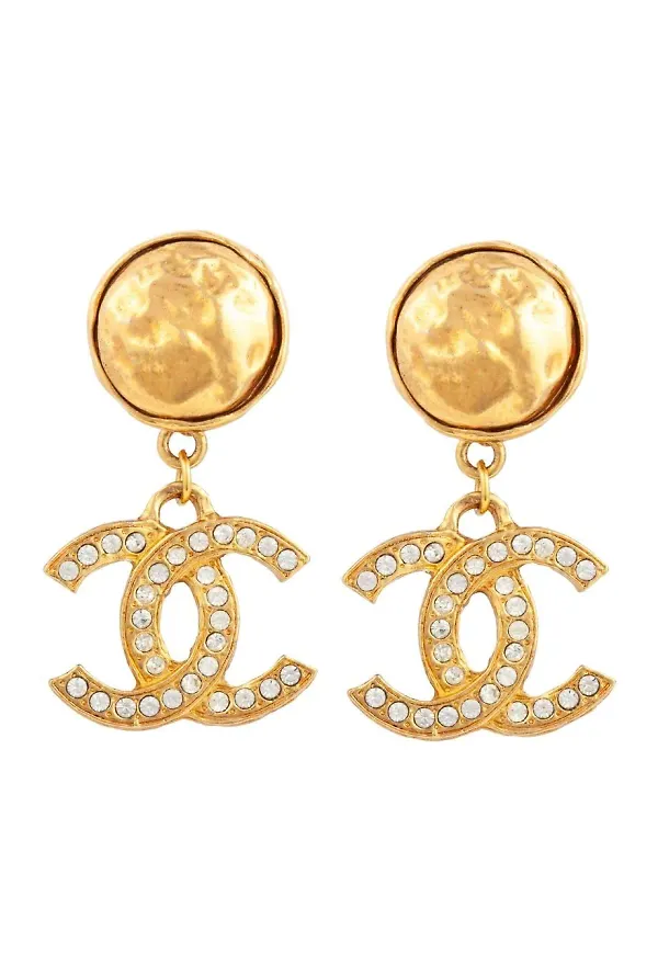CHANEL Pre-Owned CC strassprydda clipsörhängen från 1980-talet - Guldfärgad