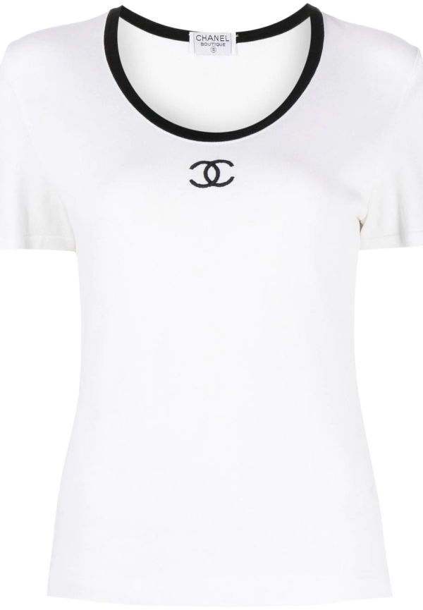 CHANEL Pre-Owned CC tröja med broderad logotyp från 1990-2000-talet - Vit