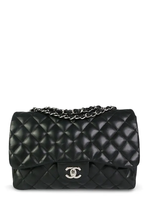 CHANEL Pre-Owned Classic Flap stor chevronmönstrad axelväska - Svart