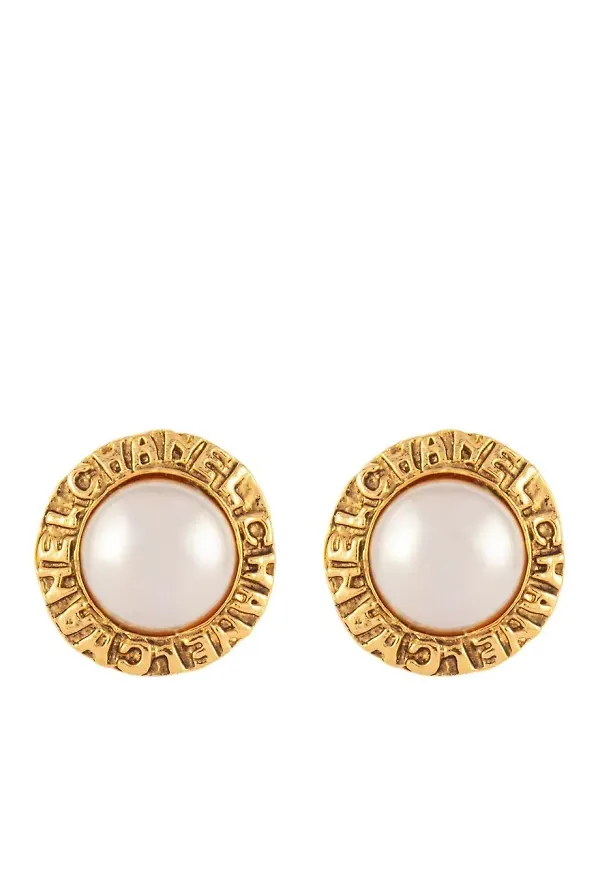 CHANEL Pre-Owned clipsörhängen med pärla från 1980-talet - Guldfärgad