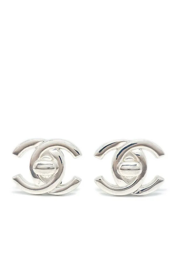 CHANEL Pre-Owned clipsörhängen med vridlås från 1997 - Silverfärgad