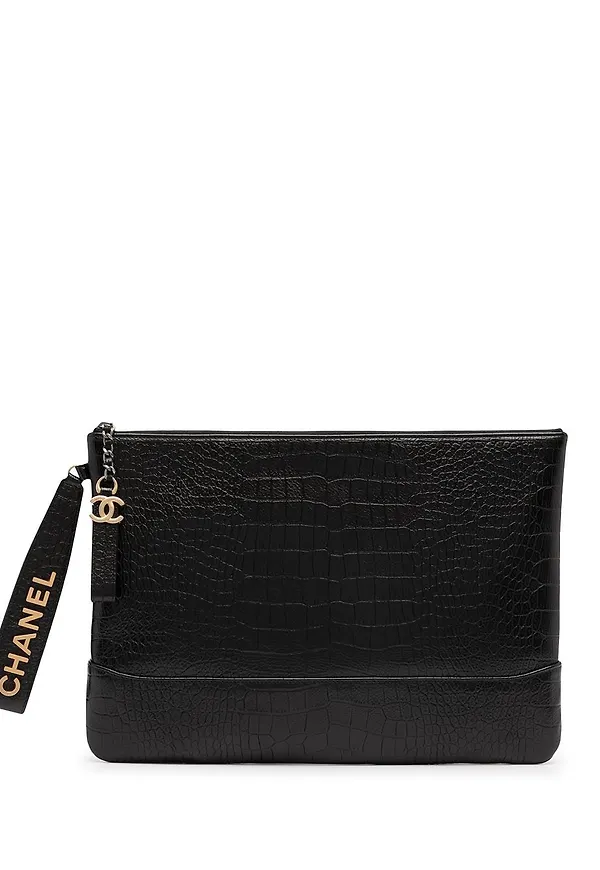 CHANEL Pre-Owned clutch med krokodileffekt - Svart