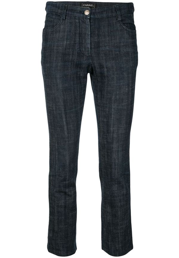 CHANEL Pre-Owned croppade jeans från 2005 - Blå