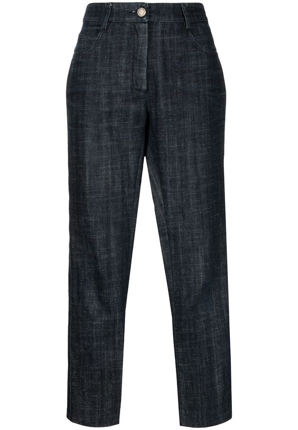 CHANEL Pre-Owned croppade jeans från 2005 - Blå