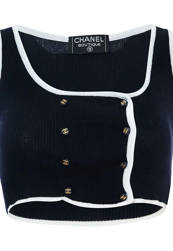 CHANEL Pre-Owned croptop med knappar - Svart