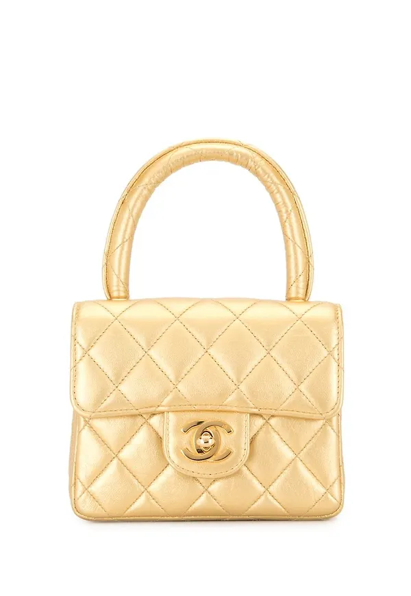 CHANEL Pre-Owned diamantquiltad tote-väska - Guldfärgad