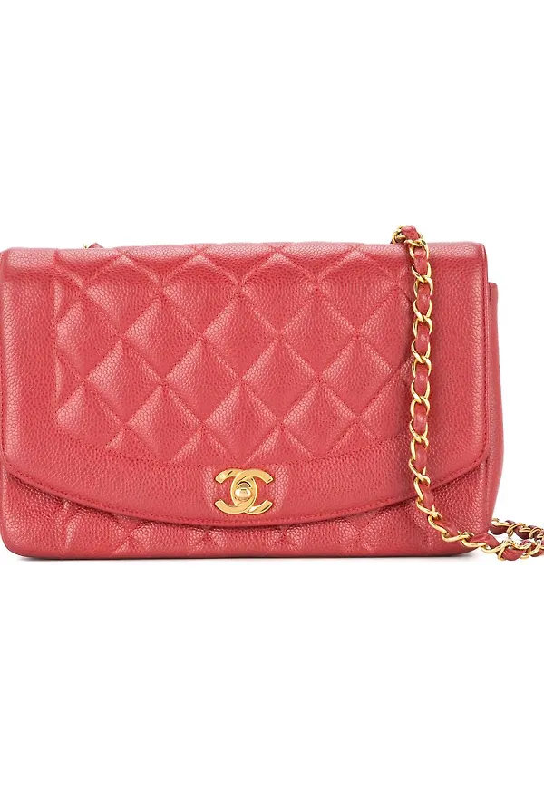 CHANEL Pre-Owned Diana quiltad axelväska - Röd